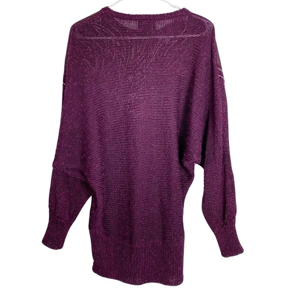Vintage 80s 90s Retro Momcore Sweater Womens Medium Purple Leatger Embroidered - Picture 2 of 10